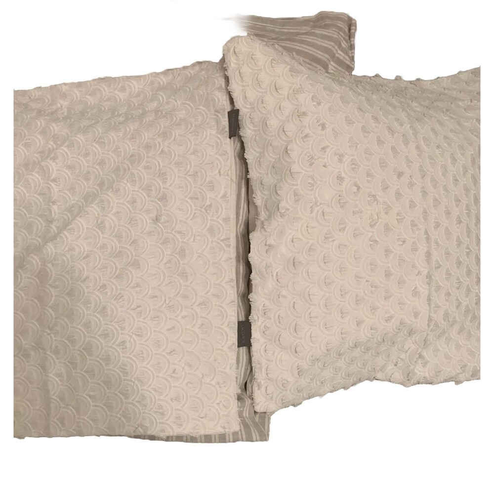 white euro shams Set Of 2 With Fringes Design NEW 25x25